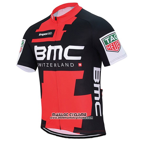 2017 Maillot Ciclismo BMC Rouge et Noir Manches Courtes et Cuissard